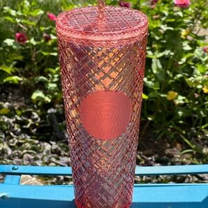 Starbucks Holiday 2021 Iridescent Rose Gold Jewel Cold Cup Tumbler 24oz; Unused